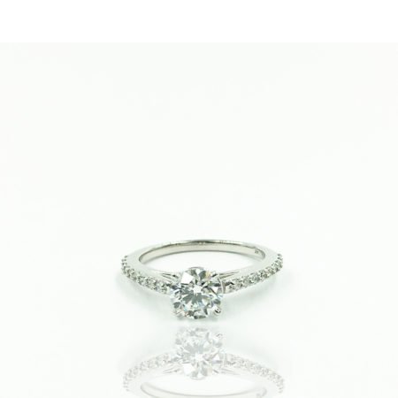 18K Plumb White Gold Cathedral Style Engagement Ring