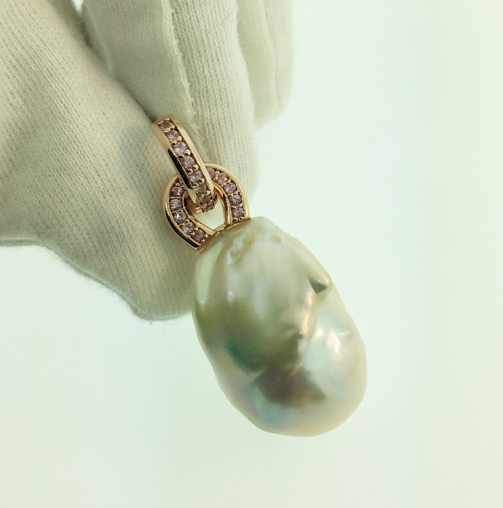 Pink Sapphire, Pearl, Dangles, Earrings, Custom