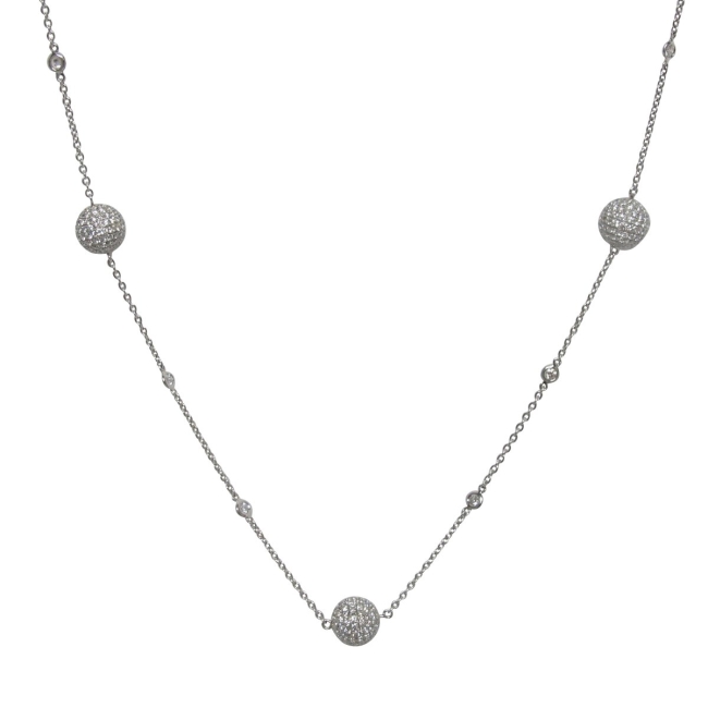 7049-43D-18kwg Diamond ball necklace